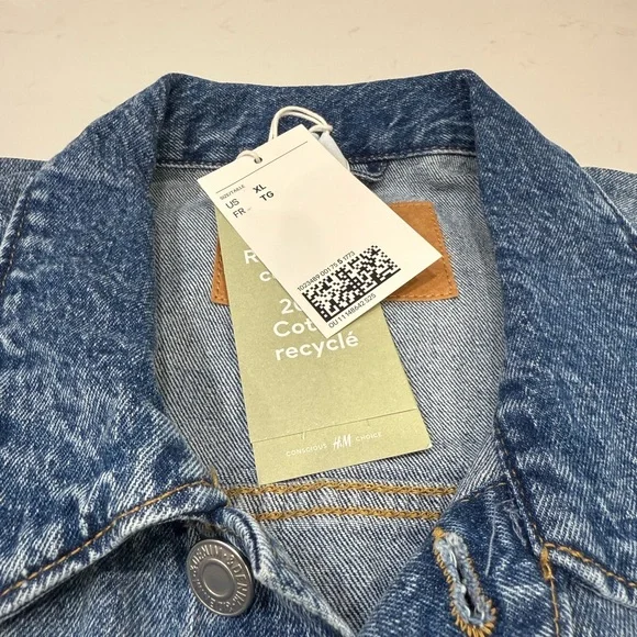 NWT H&M Classic Cropped Blue Denim Jacket - Picture 2 of 3